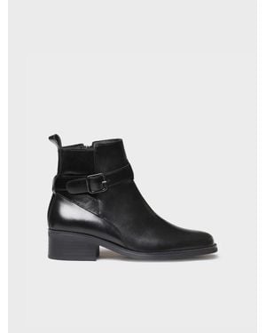 Toni Pons Leather Ankle Boot With Buckle - Black