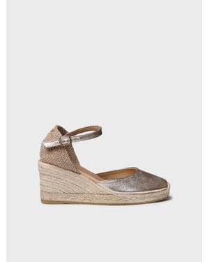 Toni Pons Leather Wedge Espadrille With Ankle Strap - White