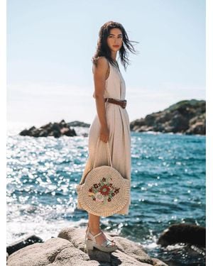 Toni Pons Circular Bag With Floral Embroidery - Blue