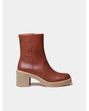 Toni Pons Leather Ankle Boot With Platform And Block Heel - Brown