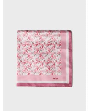 Toni Pons Square Silk Scarf With Flowers - Pink