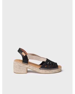 Toni Pons Leather Espadrille With Wide Heel And Elastic - Natural