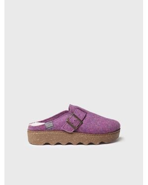 Toni Pons Zapatilla De Casa Para Mujer Con Hebilla - Morado