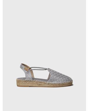 Toni Pons Shiny Flat Espadrille With Elastic Bands - White