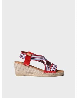 Toni Pons Wedge Espadrille With Elastic Bands - Red