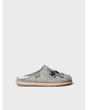 Toni Pons Felt Slippers With Flowers For - White