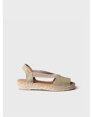 Toni Pons Flat Leather Sandal With Elastics - Natural