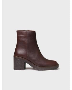 Toni Pons Leather Ankle Boot With Zip And Heel - Brown