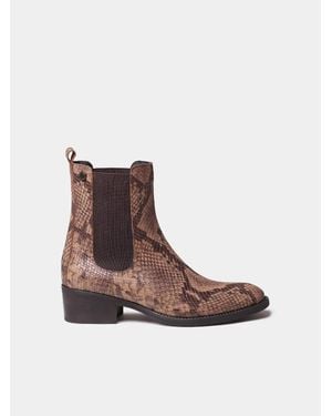 Toni Pons Effect Leather Ankle Boots With Side Elastics - Brown