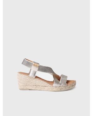Toni Pons Metallic Wedge Sandal With Straps - Natural