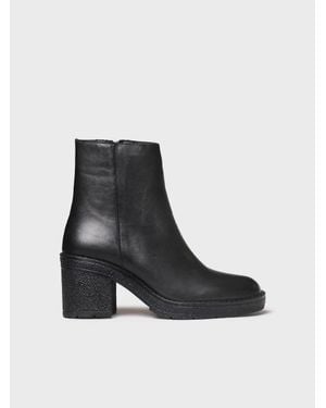 Toni Pons Leather Ankle Boot With Zip And Heel - Black