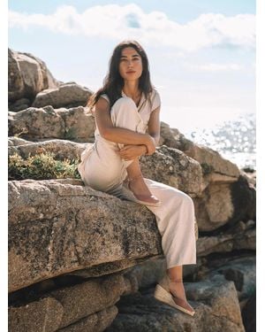 Toni Pons Leather Wedge Espadrille With Ankle Strap - Natural