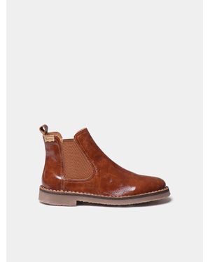 Toni Pons Patent Ankle Boot With Side Elastics - Brown