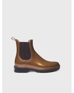 Toni Pons Rain Boot With Contrasting Elastic Panels - Brown