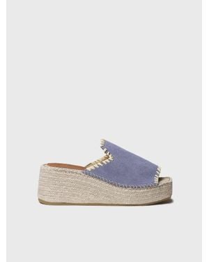 Toni Pons Open Suede Wedge Sandal - Blue