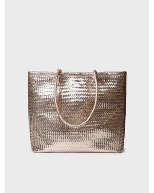 Toni Pons Bolso Shopper En Cuero Trenzado Con Bolsillo Interior - Gris