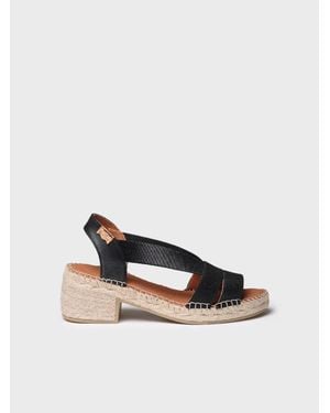 Toni Pons Espadrille With Wide Heel And Metallic Elastics - Black