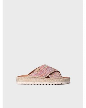 Toni Pons Flat Sandal With Crossed Straps With A Shiny Finish - Pink