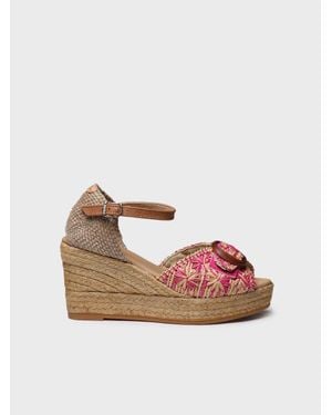 Toni Pons Bicolor Raffia Wedge Espadrille - Pink