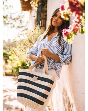 Toni Pons Bolso Grande De Mujer En Rafia Con Rayas Marineras - Multicolor