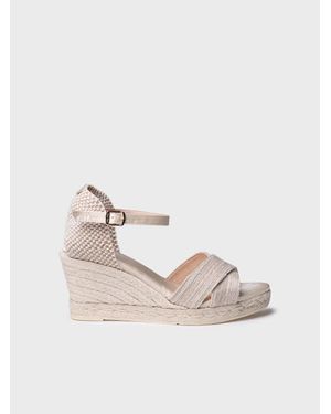 Toni Pons Open Bridal Espadrille With Wedge And Crossed Straps - Natural