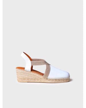 Toni Pons Medium Wedge Leather Espadrilles - White
