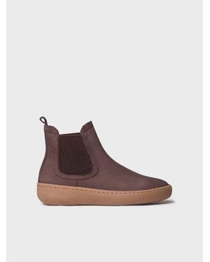 Toni Pons Nubuck Leather Ankle Boot With Side Elastics - Brown