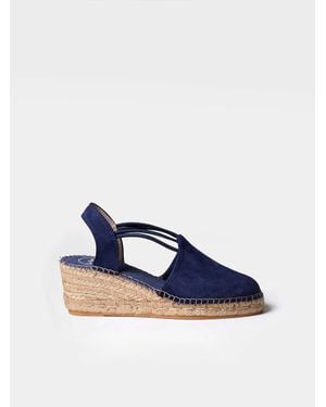 Toni Pons Suede Wedge Espadrille With Elastic Bands - Blue