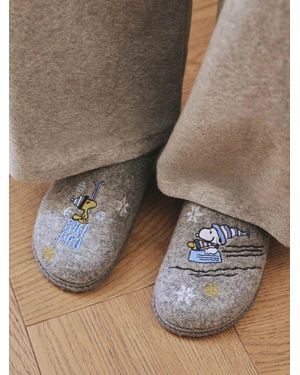 Toni Pons Felt House Slipper With Snoopy Motif For - Brown
