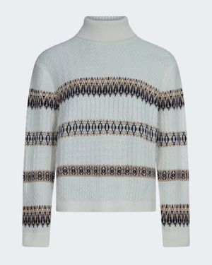Jumper 1234 Snowflake Cable Roll Collar - Grey