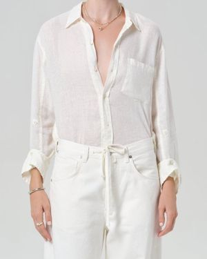 Citizens of Humanity Kayla Shrunken Linen Shirt - White
