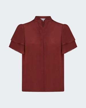 FRAME The Silk Arcadia Blouse - Red