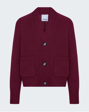Allude V Neck Cardigan - Red