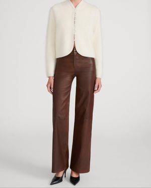 FRAME Wide Leg Le Slim Palazzo Leather - Brown