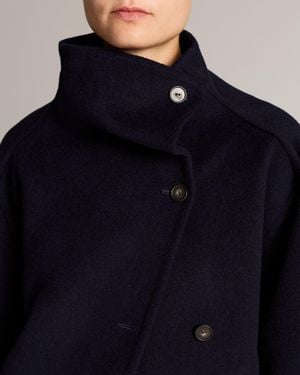 Vince Wool Cashmere Funnel Neck Jacket - Blue