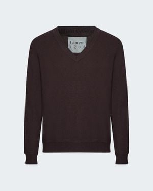 Jumper 1234 Double V-Neck Jumper - Brown