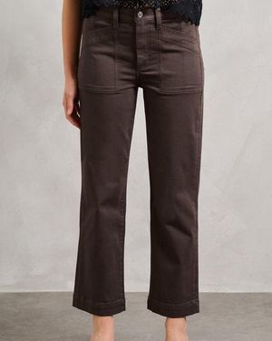 PAIGE Quincy Ankle Straight Trouser - Brown