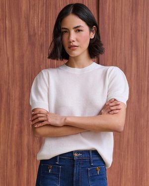 Allude Cashmere Short Sleeve Crew - White