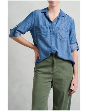 Bella Dahl Split Back Button Down Shirt - Blue