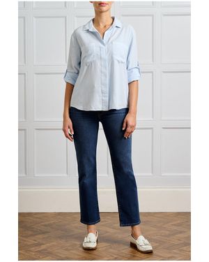 Bella Dahl Split Back Button Down Shirt - Blue