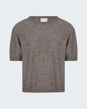 Allude Crew Neck Sequin Jumper - Grey