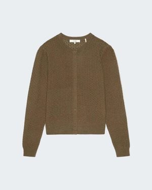 FRAME Honeycomb Pointelle Cardigan - Green
