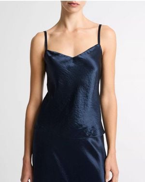 Vince Satin V-Neck Cami - Blue