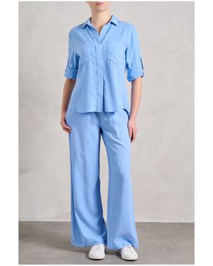 Bella Dahl Split Back Button Down Shirt - Blue