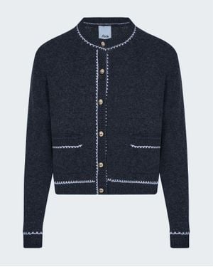 Allude Braid Trim Cardigan - Blue