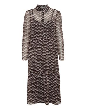 Ichi Robe Longue A Motifs - Brown