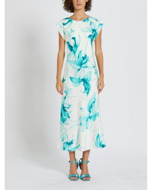 Marella Giostra Sleeveless Floral Midi Dress Col Big - Blue