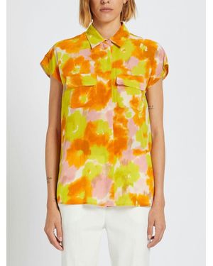 Marella Silk Printed Sleeveless Blouse - Yellow