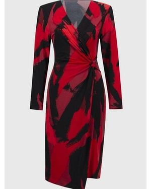 Joseph Ribkoff Silky Knit Abstract Print Wrap Dress 244238 Col 178 - Red