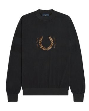 Fred Perry Laurel Circle Branding Crew Knit - Black